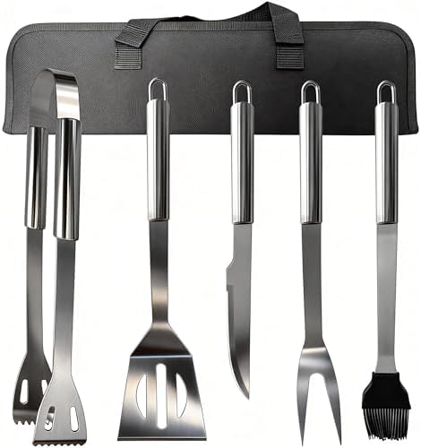 Small Travel 5-Piece 304 Stainless Steel Grill Tool Set with Storage Case – BBQ Grilling Accessories, Ideal Gift for Men & Cooking Lovers