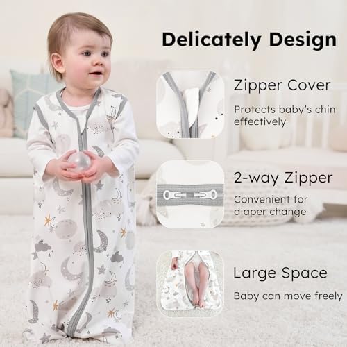 Baby Sleep Sack 6-12 Months 0.5 Tog Soft Sleeping Bag 100% Cotton