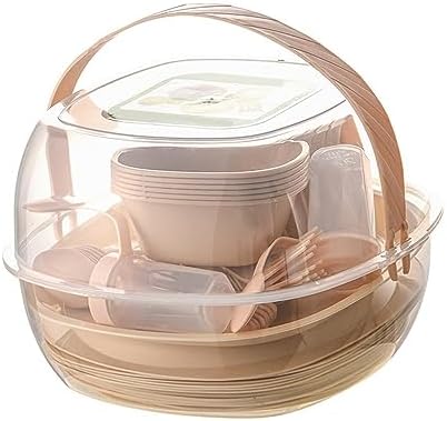 kowaku 48 Pieces Outdoor Dinnerware Set Plates Bowls Forks Spoons Cups Wear Resistant Portable Storage Box Easy to Clean Suitable for Picnic Camping