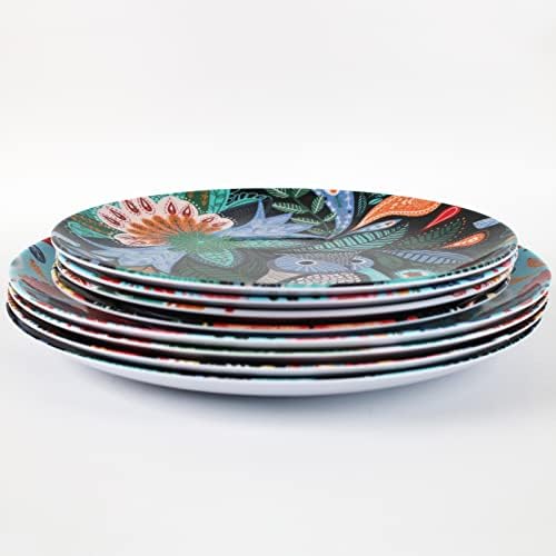 Melamine Plates Set for 4-8 Pcs:Camping Dishes Set with 4 Dinner Plates and 4 Salad Plates.Lightweight and Unbreakable.Indoor and Outdoor Use.