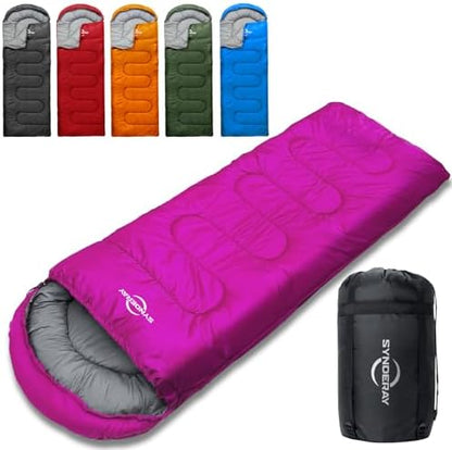 Lightweight Camping Sleeping Bags for Adults Kids, 50-80℉ Degrees
