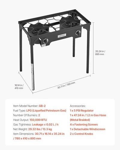 VEVOR Outdoor Propane Gas Stove, Propane LPG Gas Camping Stove,