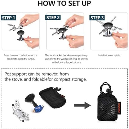 Widesea Backpacking Stove 3300W Camping Stove Portable Gas Burner with Iginitor Mini Ultralight Hiking Gear Outdoor Equipment