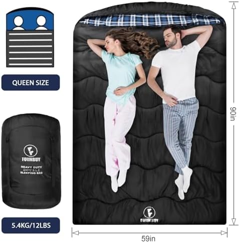 0 Degree Cotton Flannel Double Sleeping Bag for Adults