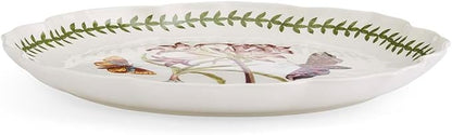 Portmeirion Botanic Garden Lotus Blossom Dinner Plates, Set of 4 - Mexican Lily Porcelain Plates with Butterfly Motif, 11.25" Floral Shape for Dining or Display - Oven, Microwave & Dishwasher Safe