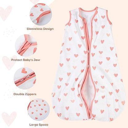 Yoofoss Baby Sleep Sack 6-12 Month 0.5TOG 100% Organic Cotton 2-Way Zipper