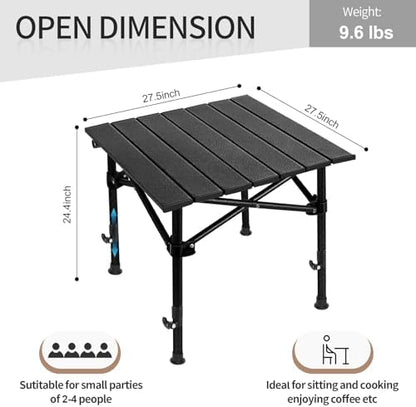 SHANQUAN Camping Table Roll up Table, Fold up Lightweight Compact 2-4 Person Portable Adjustable Height Roll up Aluminum Table with Carry Bag for Outdoor, Camping, Picnic, Backyards, BBQ