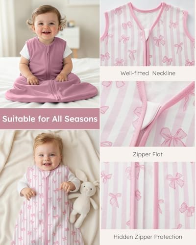 Yoofoss Baby Sleep Sack 12-18 Month 0.5TOG 100% Organic Cotton 2-Way Zipper