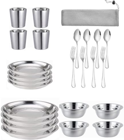 Stainless Steel Bowl Set Kit Polished Stainless Steel Dishes Set