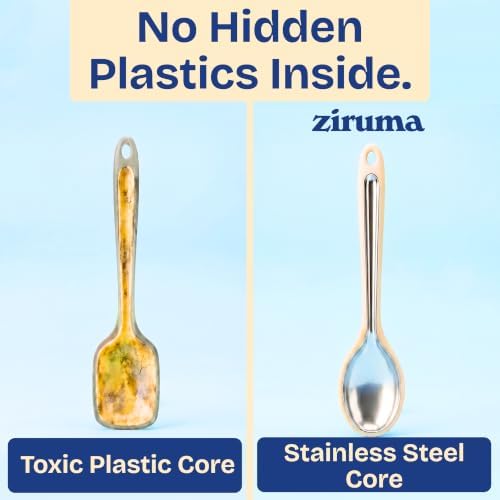 NonToxic Platinum Silicone Utensils, 100% Plastic-Free, 2-Pcs, Beige