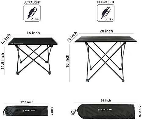 ROCK CLOUD Portable Camping Table Ultralight Aluminum Camp Table Folding Beach Table for Camping Hiking Backpacking Outdoor Picnic, Size M