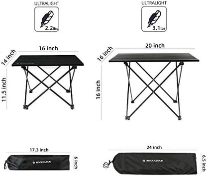 ROCK CLOUD Portable Camping Table Ultralight Aluminum Camp Table Folding Beach Table for Camping Hiking Backpacking Outdoor Picnic, Size M