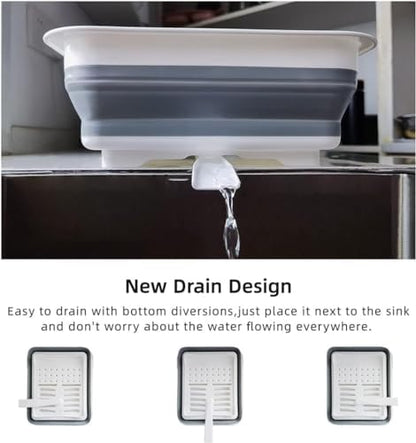 THANSTAR Collapsible Dish Drying Rack for RV Kitchen, Foldable Drainer Organizer for Kitchen Countertop, Space Saving Portable Dish Rack for Campers, Travel Trailer & Small Spaces, Easy Storage, Grey
