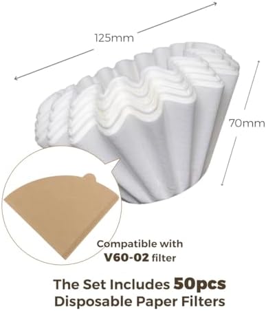 AGOGO Stainless Pour Over Coffee Maker Set, 50 Paper Filters, 30oz, Sliver