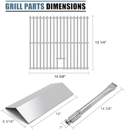 Replacement Parts for Nexgrill 820-0033 Grill, Grill Grate, Heat Shield Flame Tamer and Burner for Nexgrill 820-0033 2 Burner Grill, Megamaster 820-0033M Propane Gas Grill