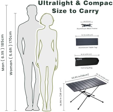 SUNNYFEEL Portable Camping Side Table - Folding Lightweight Beach Table