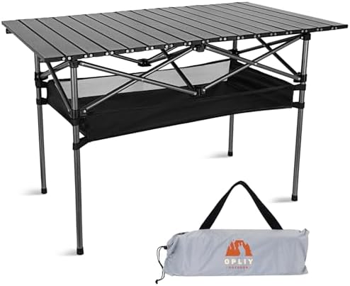 Opliy Portable Folding Camping Table for 4-6 Persons Aluminum Collapsible Table Lightweight with Carry Bag for Camping, Hiking, Picnics, BBQ, Beach Trips & Tailgating