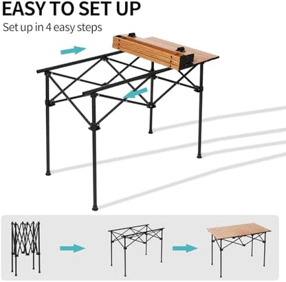 SHANQUAN Camping Table Roll up Table, Fold up Lightweight Compact, 2-4 Person Portable Roll up Aluminum Table with Carry Bag for Outdoor, Camping, Picnic, Backyards, BBQ