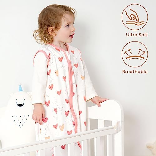 Yoofoss Baby Sleep Sack 6-12 Month 0.5TOG 100% Organic Cotton 2-Way Zipper