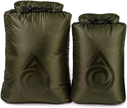 AquaQuest Rogue Dry Bag Set – 60 + 100L Olive Drab – 100% Waterproof Roll Top – Dry Sack