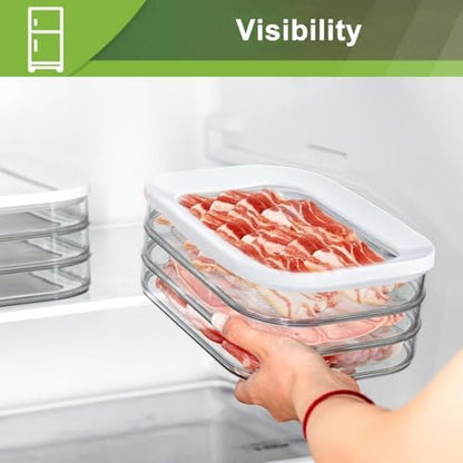 Deli Meat Container for Fridge, Stackable Food Storage Boxes with Lid for Cold Cuts, Salami, Deli, Lunch Meat, BPA Free, 18.6oz