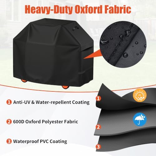 iCOVER Grill Cover 50 inch, BBQ Grill Cover for Outdoor Grill, 600D Heavy Duty Waterproof BBQ Cover, Anti-UV and Rip-Proof Barbecue Cover, Gas Grill Cover for Weber, Char-Broil, Nexgrill, etc