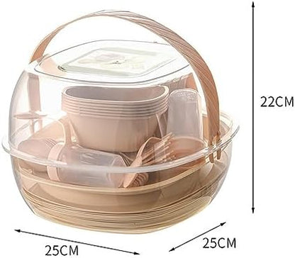 kowaku 48 Pieces Outdoor Dinnerware Set Plates Bowls Forks Spoons Cups Wear Resistant Portable Storage Box Easy to Clean Suitable for Picnic Camping