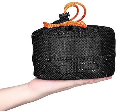 Peidesi Camping Cookware Mess Kit, Portable Camp Stove Pots and Pans Set, Carabiner, Folding Knife, Fork Spoon Kit, Carry Mesh Bag,Teapot for Backpacking, Outdoor Camping, Hiking and Picnic（16Pcs）