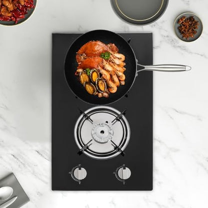 Propane Gas Cooktop, 2 Burners Portable Gas Outdoor Stove Tempered Glass Double Auto Ignition, Outdoor/Indoor Camping Burner LPG for Backyard Kitchen, Grill, Hiking Cooking, Outdoor (Style B)