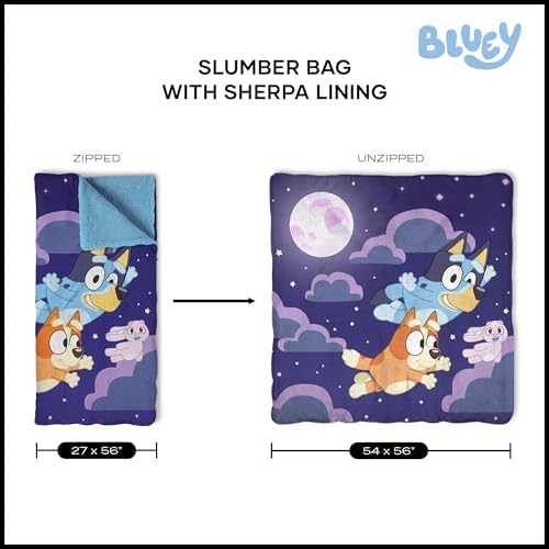 Silk Touch Sherpa Slumber Bag for Boys and Girls, Sleeping Bag with Zipper, Sleepover Set, 27 x 56 inches