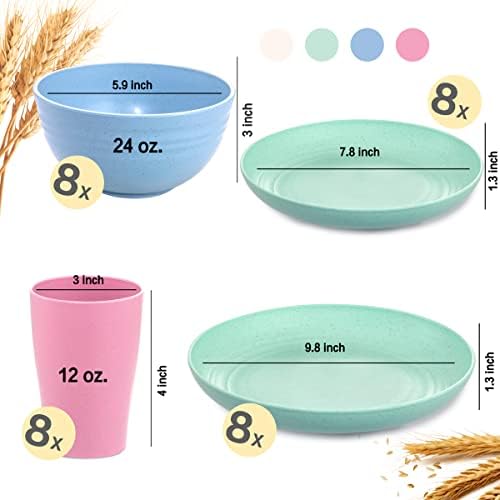 Supernal 32Piece Wheat Straw Dinnerware Set, Unbreakable Dishes Set for 8