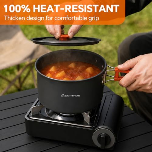 Lightweight Camping Cookware Set for 1-2 People, Hard-Anodized