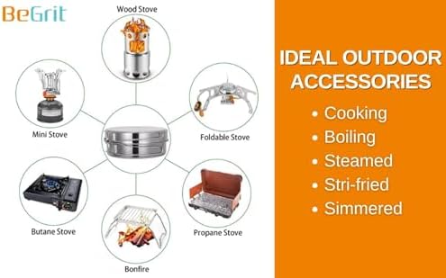 BeGrit Stainless Steel Camping Cookware Pot and Pan Set for Backpacking