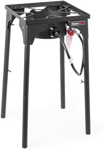 OuterMust Outdoor Propane Burner Camping Stove Gas Burner with Adjustable Legs Ideal for Camping, Home Brewing, Turkey Frying and Maple Syrup Boiling
