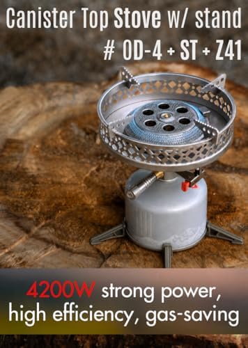 CAMPINGMOON Canister Top Stove 4200W Isobutane Pot Stand OD-4/OD-4-ST (Stove Set + Canister Stand)