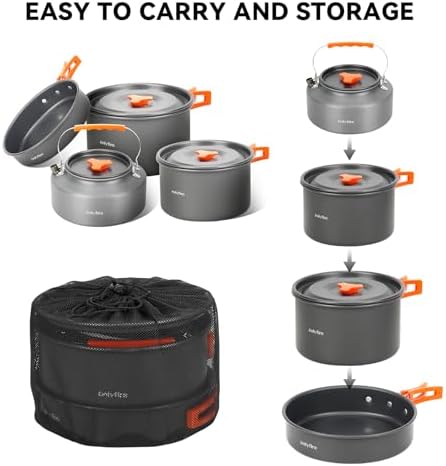 14pcs Camping Cookware Set, Portable Camping Utensil Accessory, CT604