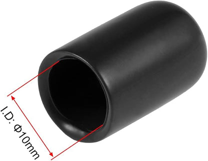 uxcell 20pcs Rubber End Caps 10mm ID Vinyl Round Tube Bolt Cap Cover Thread Protectors Black