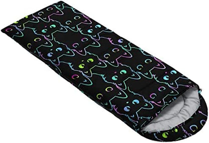BailiPromise Cartoon Kawaii Cat Printed Camping Sleeping Bags,3 Season Warm Weather,Lightweight,Waterproof Bags for Adults & Kids,Traveling,and Outdoors,Camping Gear Equipment,31x90inch,Standard