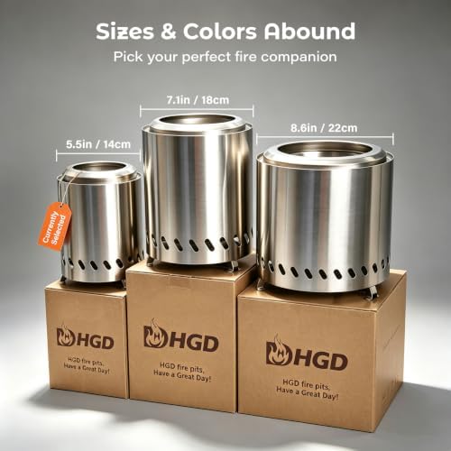 HGD Tabletop Fire Pit, Smokeless Firepit Outdoor, Mini Fire Pit for with Carry Bag for Camping Backyard Patio Garden Picnic, Silver