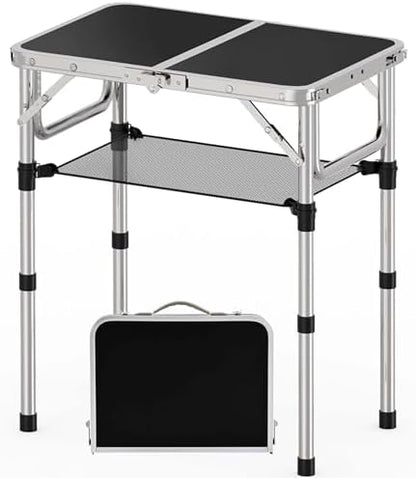 YihuiKo Small Folding Table, 24"x 16" Adjustable Height Portable Camp Table