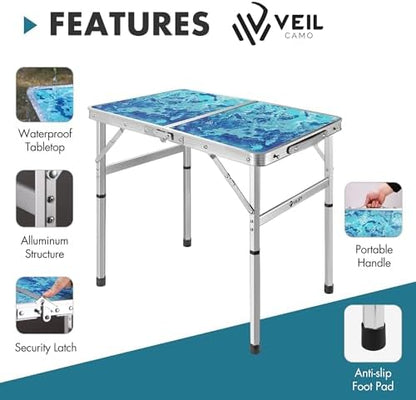 VILLEY Folding Camping Table 2FT, Portable Small Picnic Table
