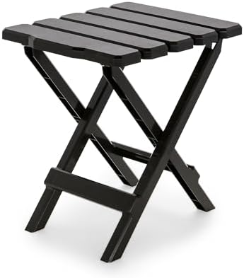 Camco Adirondack Quick-Folding Plastic Outdoor Side Table, Mocha, 51882