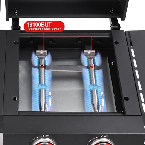 2-Burner Gas & Charcoal Combo Grill with Griddle, Black