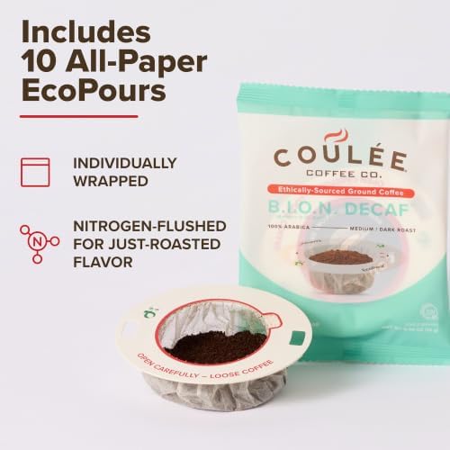 Coulée EcoPour B.I.O.N. Decaffeinated Coffee, Single Serve, 20 Pack