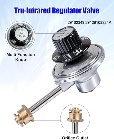 29102349 29103224A Regulator Control Valve Replacement fits Charbroil Grill2Go X200, Tru-Infrared 2012 Portable Gas Grill, Liquid Propane BBQ Regulator Adapter
