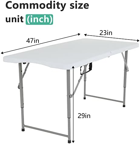 FDW | 4FT Folding Table | White | Portable Plastic Table