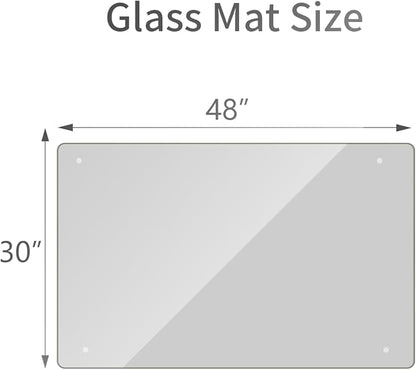 [Tempered Glass] 30" x 48" Glass Chair Mat, 1/5" Thick Office Chair Mat for Carpet or Hardwood Floor, Heavy Duty Hard Chair Mats with Round Corner and Polished Edge, Carpeted Floor Protector