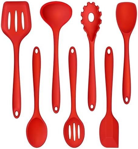 TeamFar Silicone Cooking Utensil Set of 7, Kitchen Cooking Utensil Set