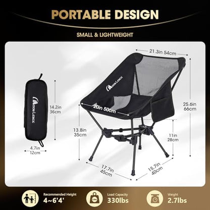 MOON LENCE Portable Camping Chair Lightweight Foldable Chair - The 4th Generation Portable Folding Chair - Compact, Ultralight Folding Chairs for Hiking Mountaineering Beach