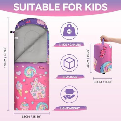 Kids Sleeping Bag for Camping, Lightweight 3 Season Cold Weather Warm Bag